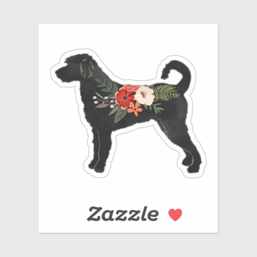 Labradoodle Hondenras Boho Floral Silhouette Sticker (Vel)