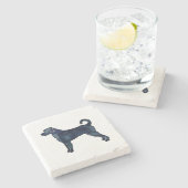 Labradoodle Hondenras Silhouette Black Waterverf Stenen Onderzetter (Zijkant)