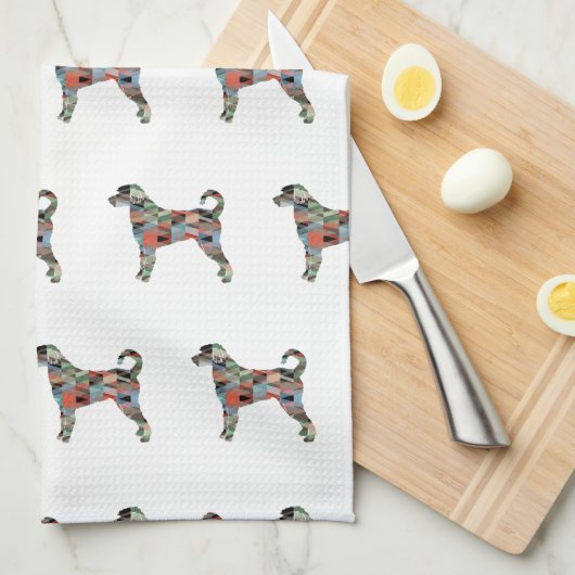 Labradoodle Hondenras Silhouette Geo Play Theedoek (Quarter Fold)