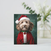 Labradoodle in feestelijke kerstkleding briefkaart (Staand voorkant)