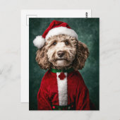 Labradoodle in feestelijke kerstkleding briefkaart (Voorkant / Achterkant)
