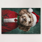 Labradoodle in feestelijke kerstkleding legpuzzel (Horizontaal)