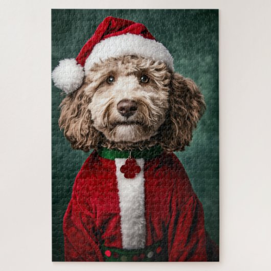 Labradoodle in feestelijke kerstkleding legpuzzel (Verticaal)