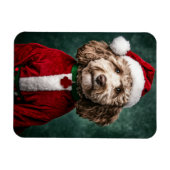 Labradoodle in feestelijke kerstkleding magneet (Horizontaal)