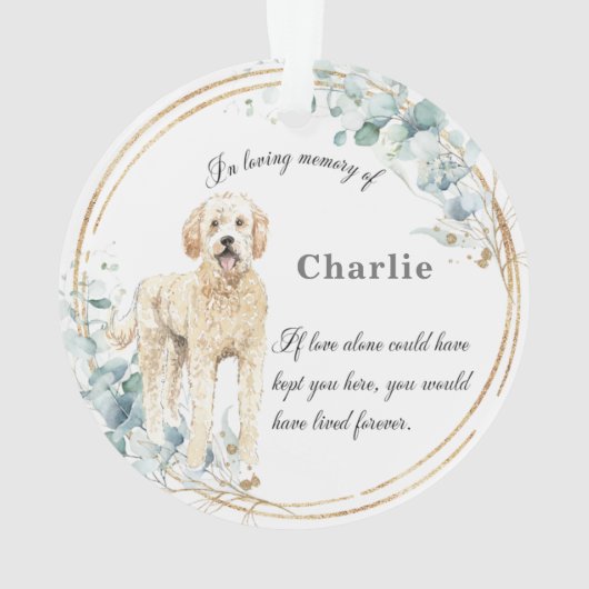 Labradoodle In Loving Memory Naam Kerstmis   Ornament (achterkant)
