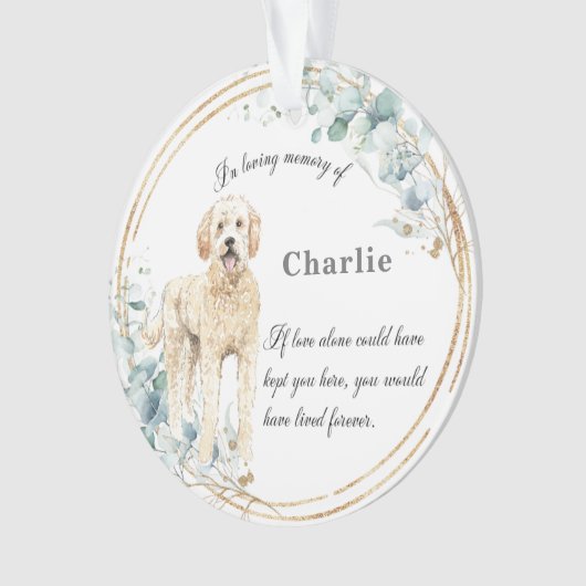 Labradoodle In Loving Memory Naam Kerstmis   Ornament (voorkant)