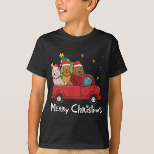 Labradoodle Kerst Truck Boom Mam Papa Xmas Hond T-shirt