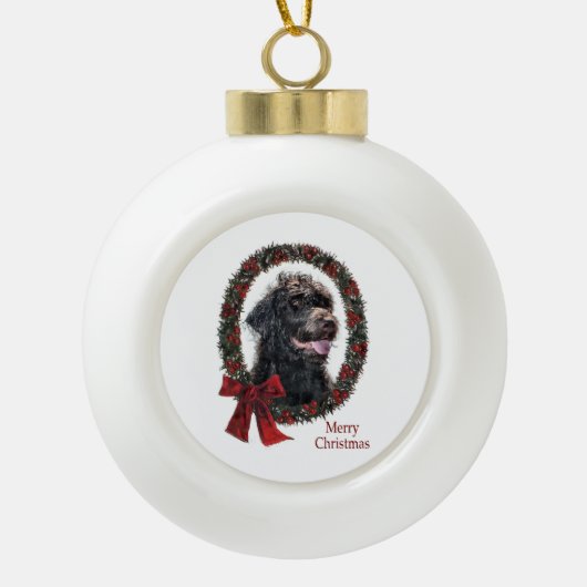 Labradoodle kerstcadeaus keramische bal ornament (Voorkant)