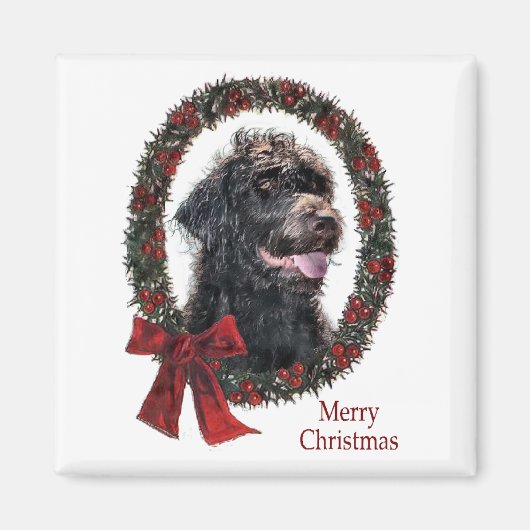 Labradoodle kerstcadeaus magneet (Voorkant)