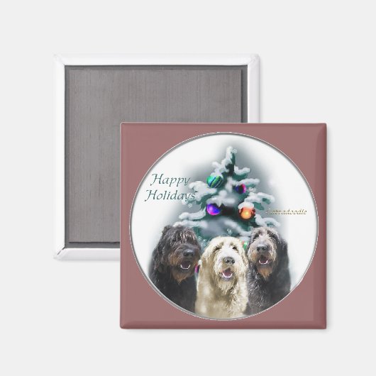 Labradoodle kerstcadeaus magneet (Voorkant / Achterkant)