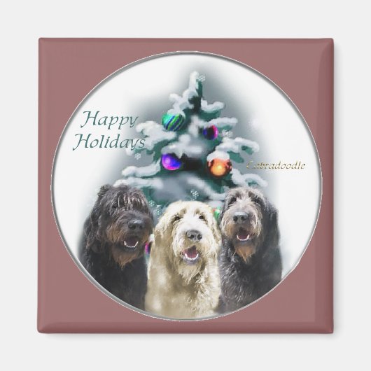 Labradoodle kerstcadeaus magneet (Voorkant)