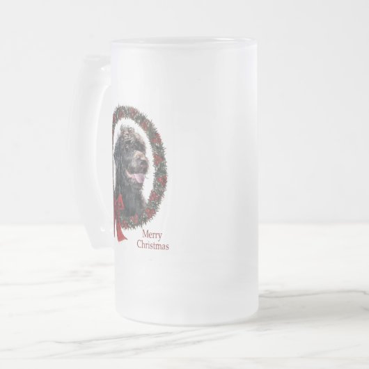 Labradoodle kerstcadeaus matglas bierpul (Voorkant links)