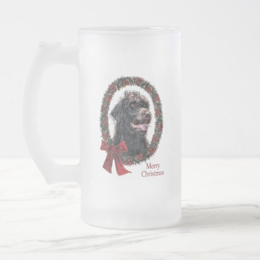 Labradoodle kerstcadeaus matglas bierpul (Links)
