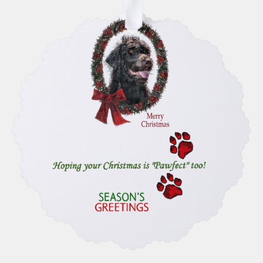 Labradoodle kerstcadeaus ornament kaart (Achterkant)