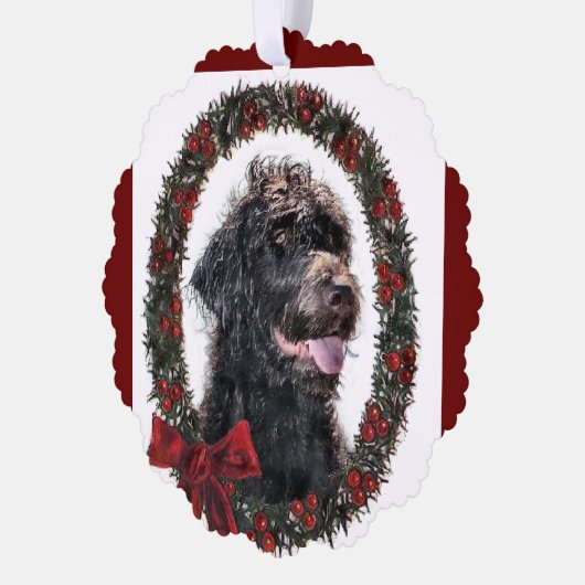 Labradoodle kerstcadeaus ornament kaart (Links)