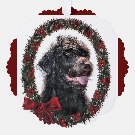 Labradoodle kerstcadeaus ornament kaart (Voorkant)