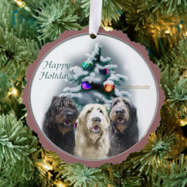 Labradoodle kerstcadeaus ornament kaart