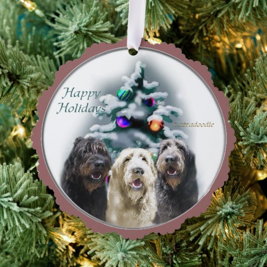 Labradoodle kerstcadeaus ornament kaart (Insitu (Drie))