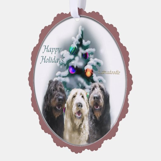 Labradoodle kerstcadeaus ornament kaart (Links)