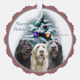 Labradoodle kerstcadeaus ornament kaart