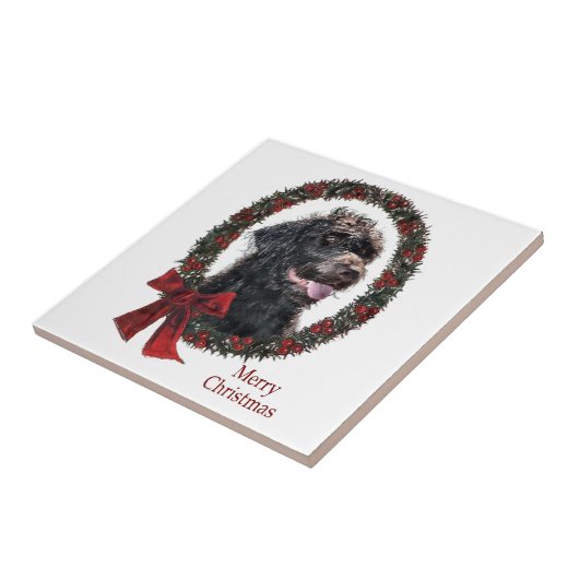 Labradoodle kerstcadeaus tegeltje (Zijkant)