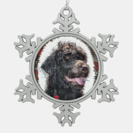 Labradoodle kerstcadeaus tin sneeuwvlok ornament