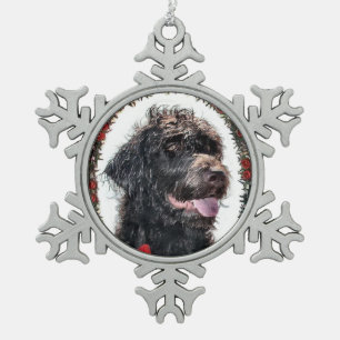 Labradoodle kerstcadeaus tin sneeuwvlok ornament