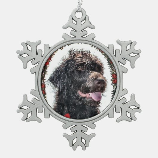 Labradoodle kerstcadeaus tin sneeuwvlok ornament (Voorkant)