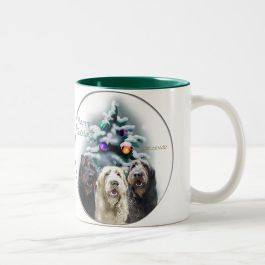 Labradoodle kerstcadeaus tweekleurige koffiemok (Rechts)