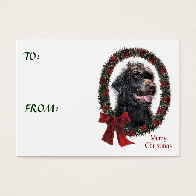 Labradoodle kerstcadeaus visitekaartjes (Voorkant)