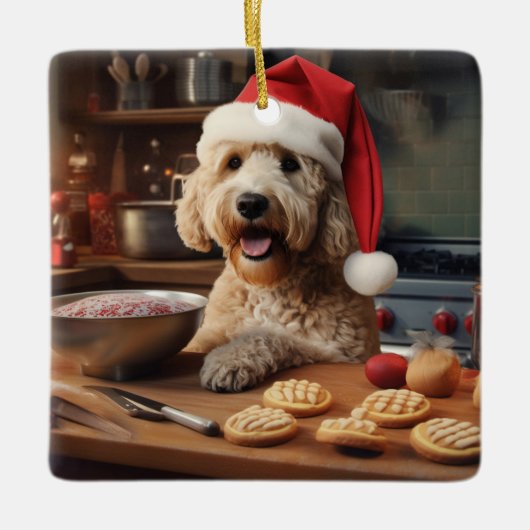 Labradoodle Kerstkoekjes Feestelijke vakantie Keramisch Ornament (Voorkant)