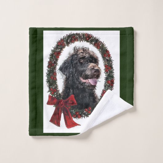 Labradoodle Kerstmis Bad Handdoek (Wasdoekje)