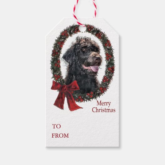 Labradoodle Kerstmis Cadeaulabel (Voorkant)