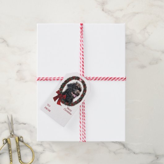 Labradoodle Kerstmis Cadeaulabel (Met Touw)
