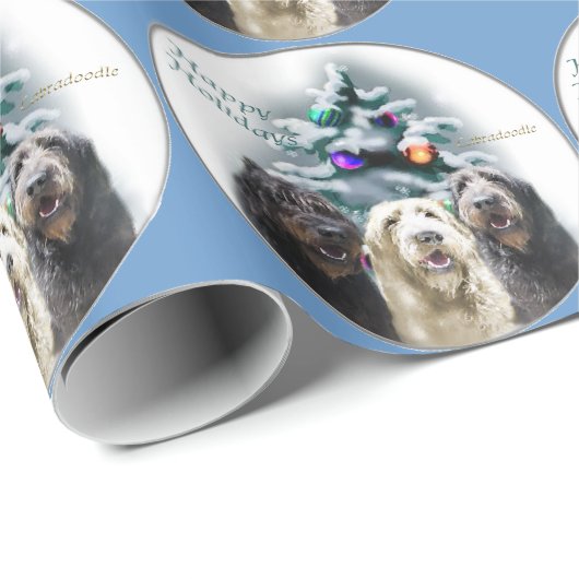 Labradoodle Kerstmis Cadeaupapier (Rol Hoek)