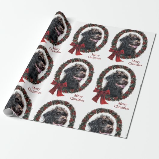 Labradoodle Kerstmis Cadeaupapier (Uitgerold)