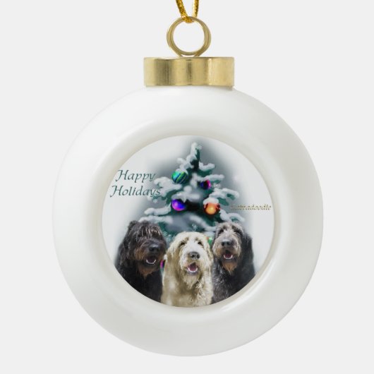 Labradoodle Kerstmis Keramische Bal Ornament (Voorkant)