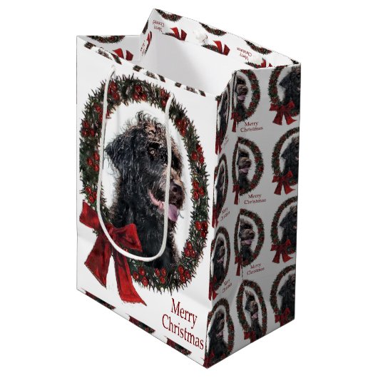 Labradoodle Kerstmis Medium Cadeauzakje (Voorkant Gekanteld)