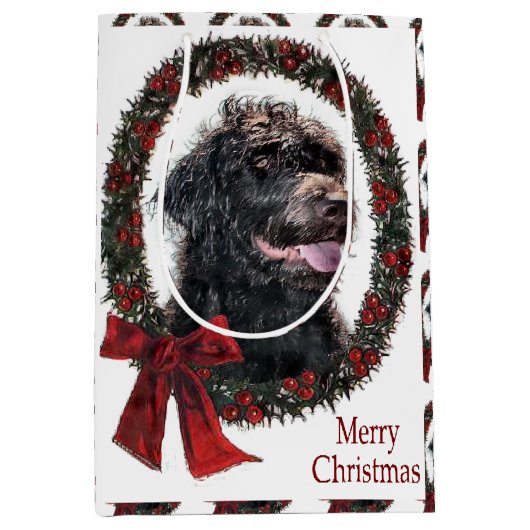Labradoodle Kerstmis Medium Cadeauzakje (Voorkant)