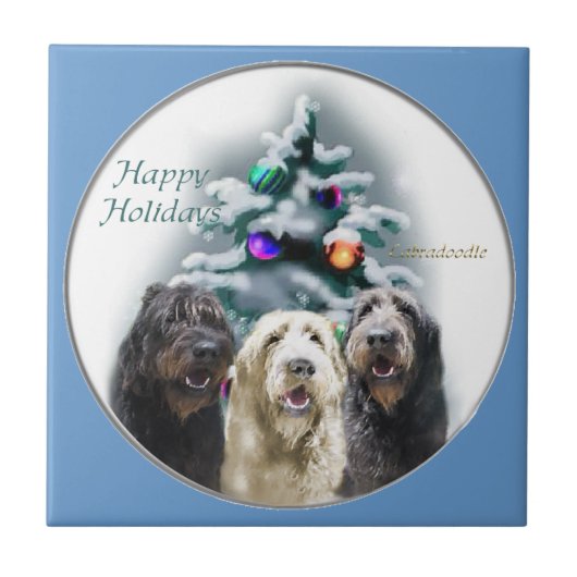 Labradoodle Kerstmis Tegeltje (Voorkant)
