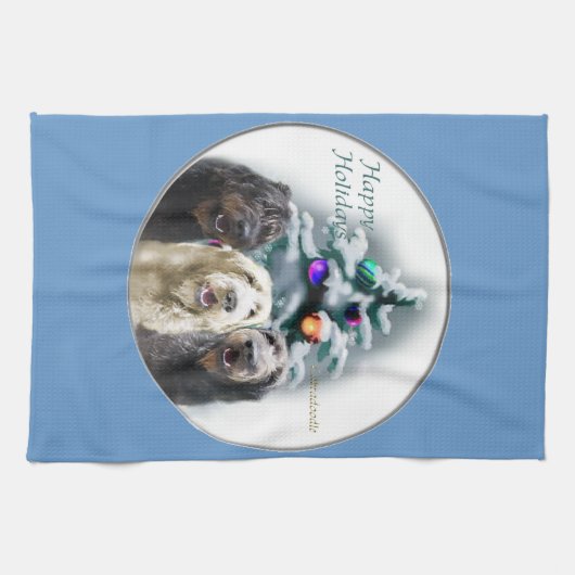 Labradoodle Kerstmis Theedoek (Horizontaal)
