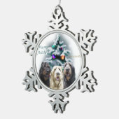 Labradoodle Kerstmis Tin Sneeuwvlok Ornament (Rechts)