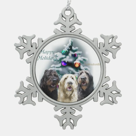 Labradoodle Kerstmis Tin Sneeuwvlok Ornament (Voorkant)