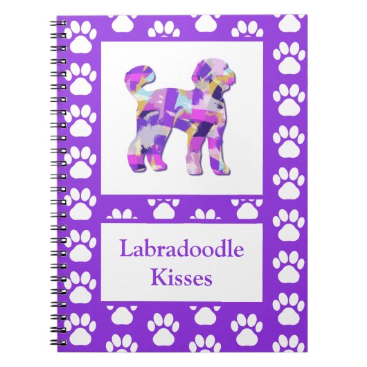 Labradoodle Leuke Hond Silhouet Poot Paarse PY&B Notitieboek (Voorkant)