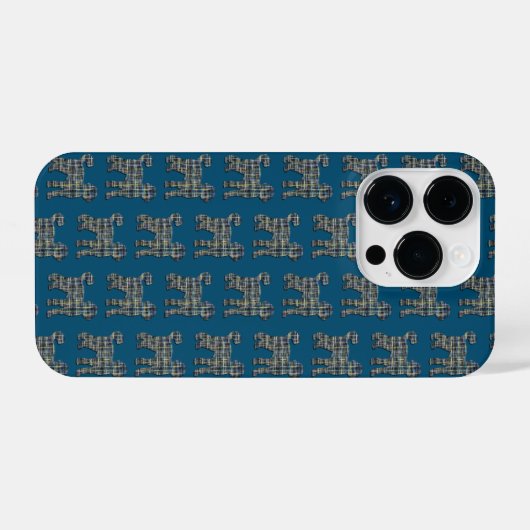 Labradoodle Leuke Hond Silhouet Raster Blauw iPhone Hoesje (Achterkant horizontaal)