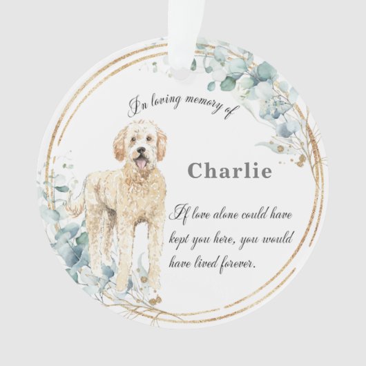 Labradoodle Lieve Herinnering Naam Kerst Foto   Ornament (voorkant)