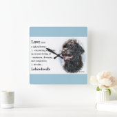 Labradoodle Love is Gifts Vierkante Klok (Huis)