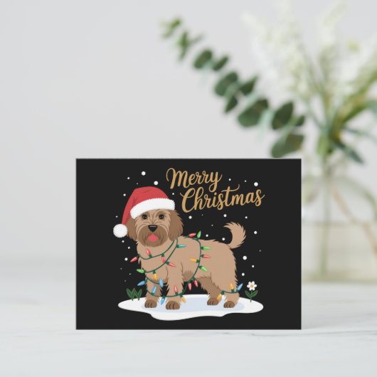 Labradoodle Merry Christmas Funny Xmas Hondenliefh Feestdagenkaart (Staand voorkant)