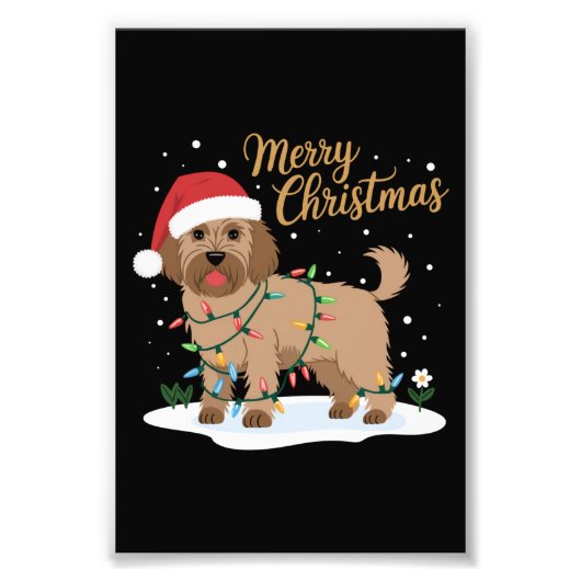 Labradoodle Merry Christmas Funny Xmas Hondenliefh Foto Afdruk (Voorkant)