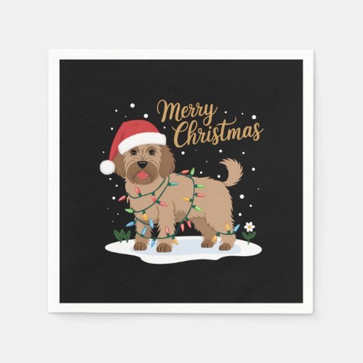 Labradoodle Merry Christmas Funny Xmas Hondenliefh Servet (Voorkant)